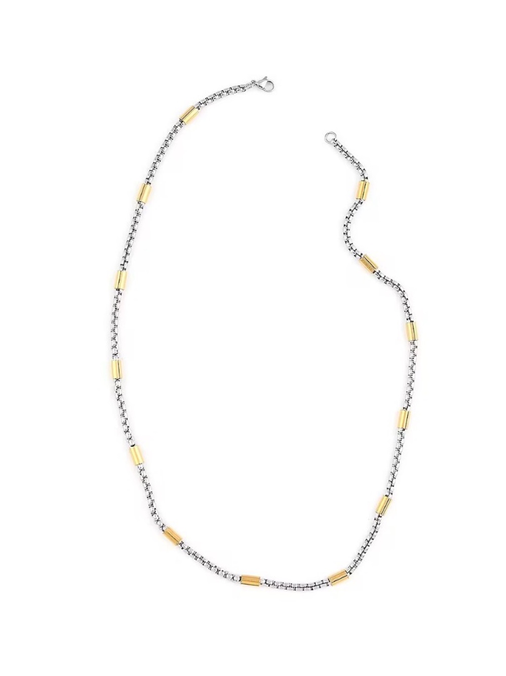 Box Link Two-Tone Gold and Silver Necklace - 24 inches